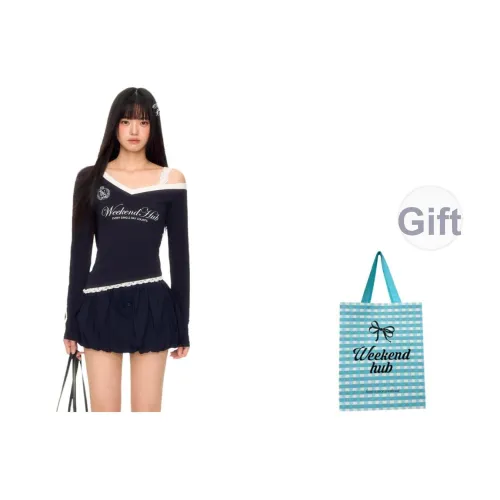 WEEKEND HUB Темно-синие женские футболки T