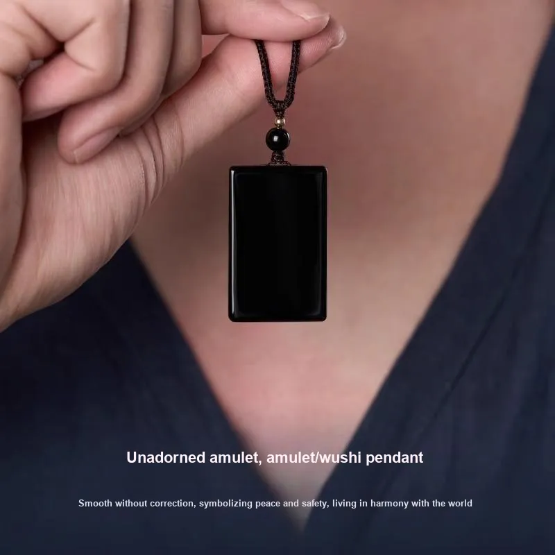 ZHIZUO Natural Obsidian Necklaces Unisex-1
