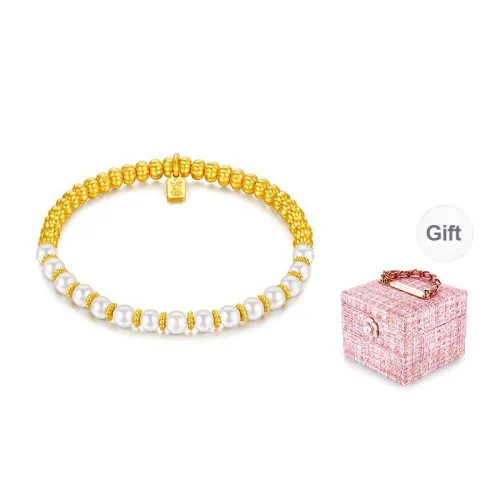 LUKFOOK JEWELLERY Fortune Passed Down Pumpkin Foot Gold Freshwater Pearls Priced In Gram Gold Bracelet Women's