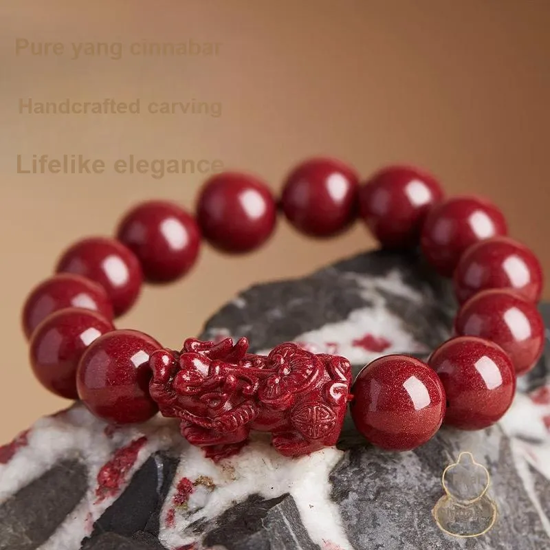Stone On The Line Reconstructed Cinnabar Jade Bracelets Unisex-10