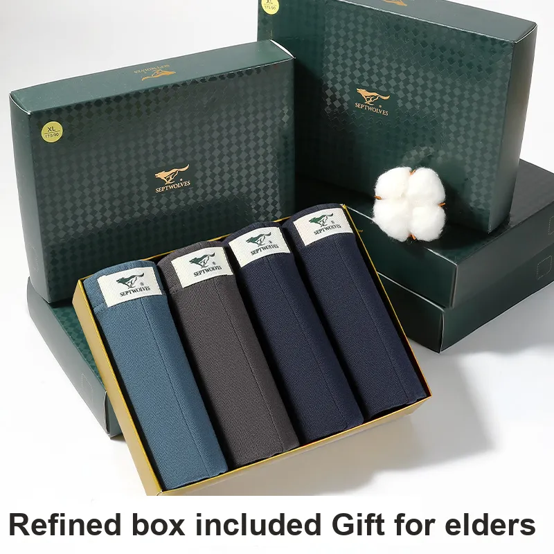 SEPTWOLVES Underpants Men's 4 Piece Gift Box Set+Shopping Bag-18