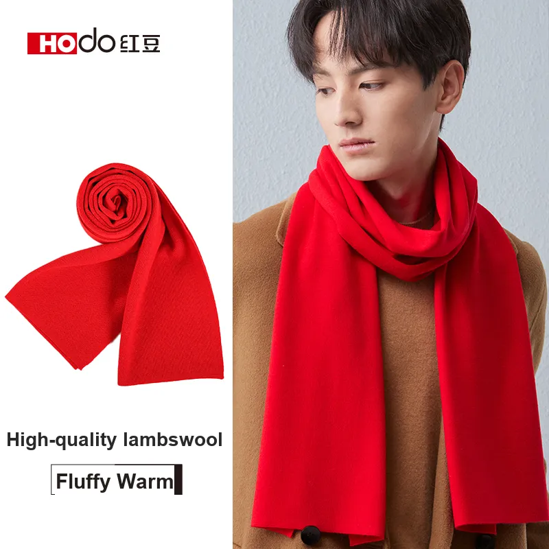 Red Bean 4.2% Wool Knitted Fabric Knit Scarf Men's-1