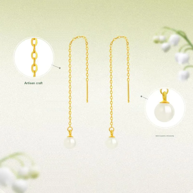 JINLIUFUJIXIANG Hetian Jade Earrings White Jade/Pale Greenish White Jade Women's-3