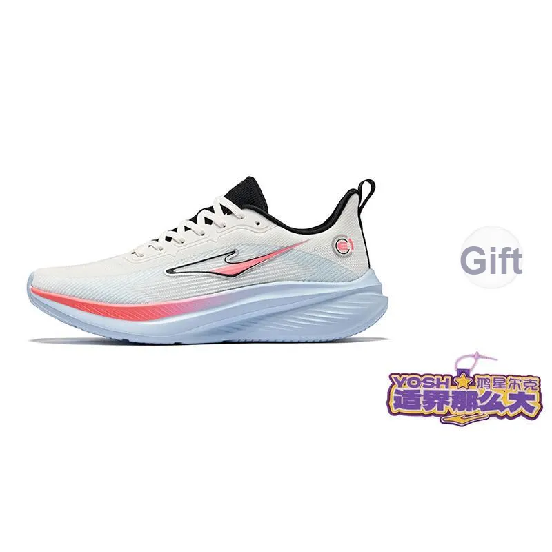 Erke Lightweight Cushioning Rebound Low-Top Running Shoes Men's Microcrystal White & Misty Blue-5