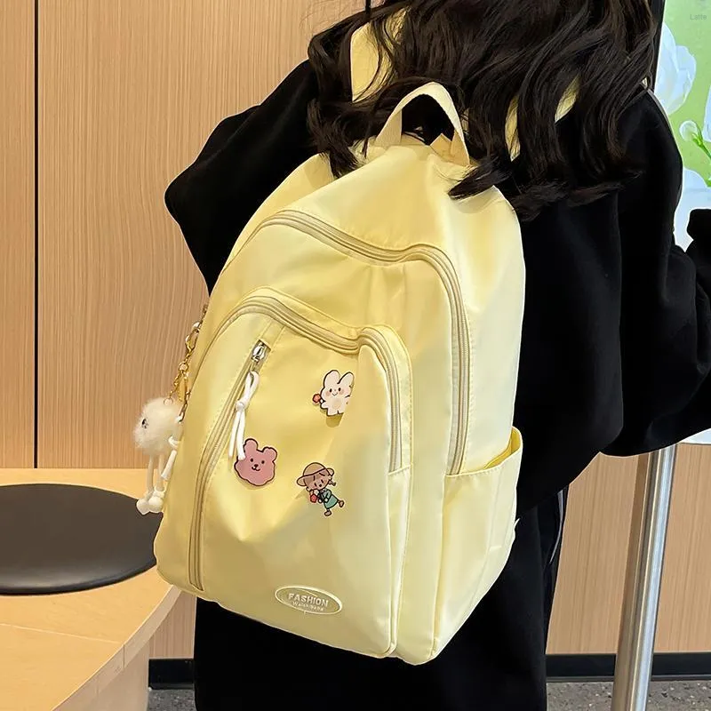 Yalu Nylon Backpack Unisex White/Black/Yellow/Green-17