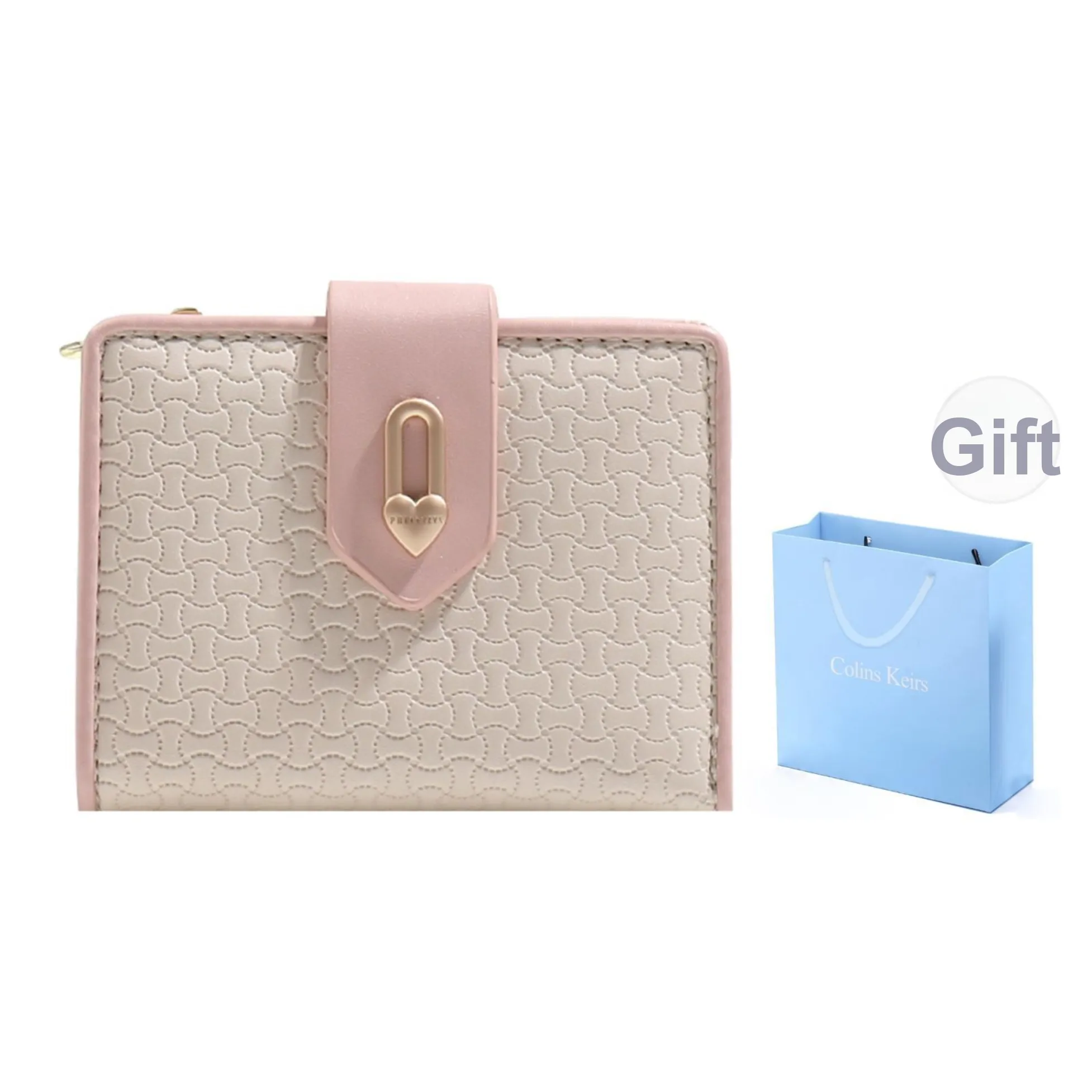 COLINS KEIRS Синтетическая кожа Кошелек Освежающий Встроенная память Держатель для карт Fashion Elegant Короткий кошелек Обычный Женский Экрю