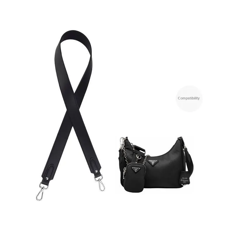Cow Leather Bag Shoulder Strap Women's Black-6