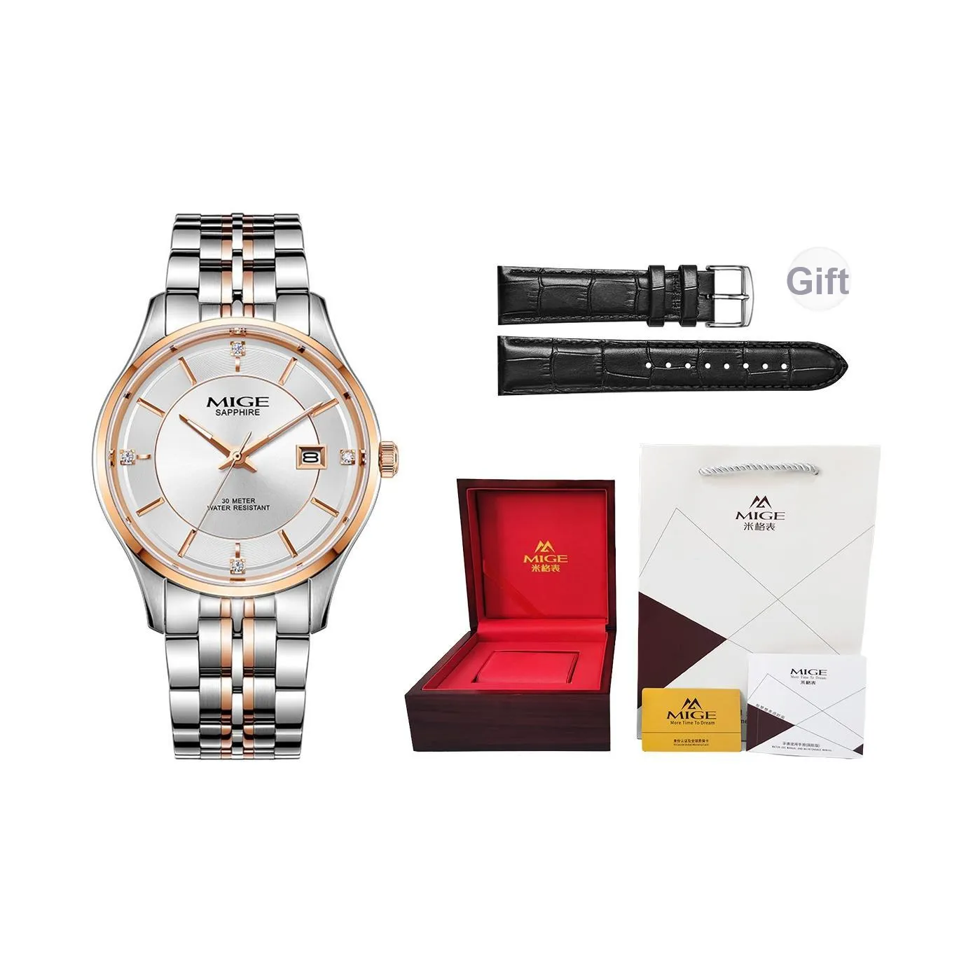 MIGE Кварцевый механизм ремешок из нержавеющей стали мужские часы синий циферблат