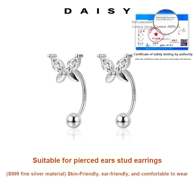 Daisy Dream 999 Fine Silver Stud Earrings Women's-2