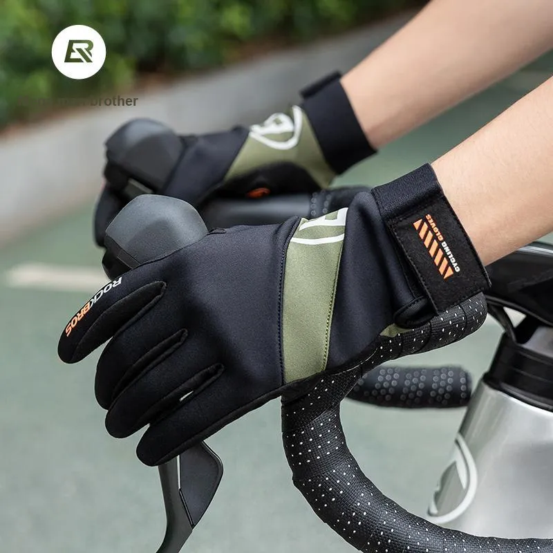 ROCKBROS Riding Equipment Cycling Glove Outdoor Unisex Polyester Elastane Black Green-1