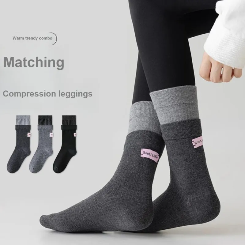 MADALLO Knee High Socks Women's 3 Pack Mixed Color-2