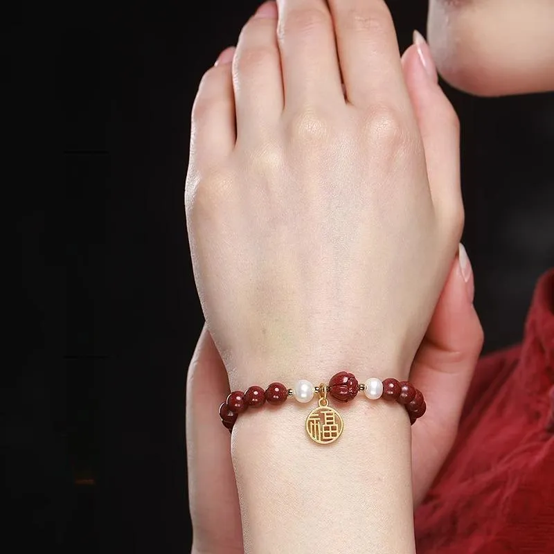 Strange Snow Cinnabar Jade Bracelets Unisex-2