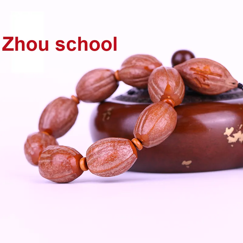 ZHOUPAI Olive Pit Nucleus Carved Beaded Bracelet Unisex-2