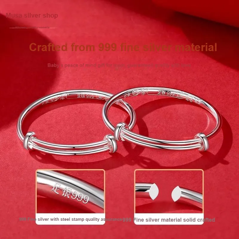 MIAOYINGE 999 Fine Silver Bangles Kids'-2