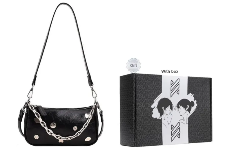 NOMK PU Shoulder Bag, Baguette Bag, Small Square Bag, Shoulder Bag, Crossbody Bag Regular Women's Silver-10