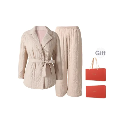 JINSANT Mist Gray Pink Filling Liner 100% Mulberry Silk Women's Pajama Sets JINSANT Туман Серый Розовый Наполнитель Подкладка 100% Шелк Mulberry Женские Пижамные Комплекты