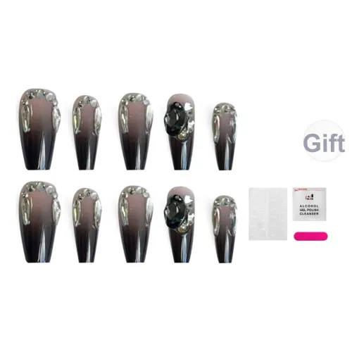 JIABITU Черный градиент Full Ромб Патч False Nail Trapezoidal MID Длина (размер в длину) Готический Smudge Новый китайский стиль