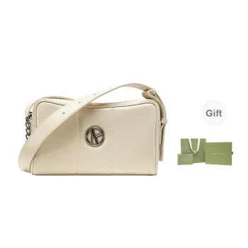 VANESSA HOGAN Cow Leather Small Square Bag, Camera Bag, Shoulder Bag Small Size Women's Ecru