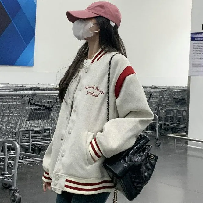 Icicofficial Baseball Jacket Women's Oat Collision Burgundy-6