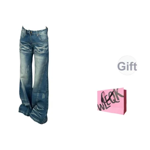 WLEQK Винтажные синие женские джинсы
