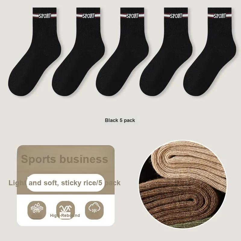 Master Mid Calf Socks Men's Shopping Bag 5 Pack-31