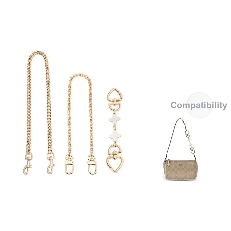 Metal Crossbody Chain Accessories Coach Underarm Shoulder Strap Sold Separately Bag Strap Women's Gold Tone/White