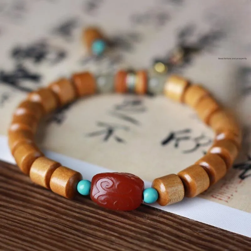 YUGONGYUAN Golden Sandalwood Bracelets Unisex-1