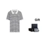 White Navy Blue Stripes 0BF-Gift Included