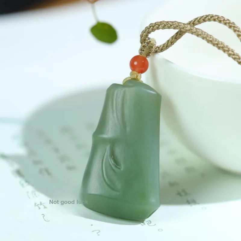 Jade Charm Yao Hetian Jade Necklaces Pale Greenish White Jade Unisex-4