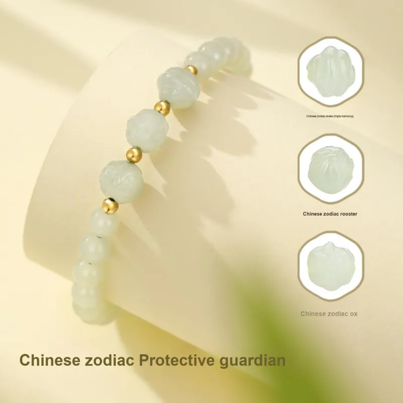 Olampe Hetian Jade Bracelets Pale Greenish White Jade Women's-2
