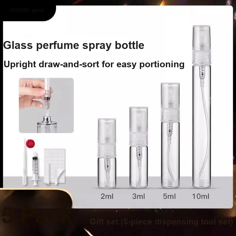 Goodgudi Mini Glass Perfume Refill Bottles 10ml Glass High End Portable Sample Dosing Tool Fine Spray Empty Bottle-13
