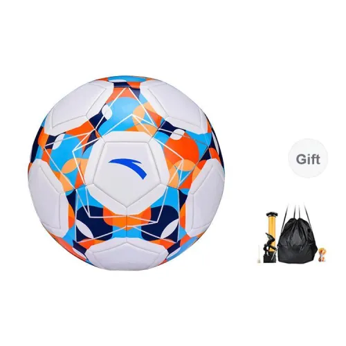 Anta Size 5 Soccer PVC Machine Stitched Soccer Ball Unisex White Yellow Orange