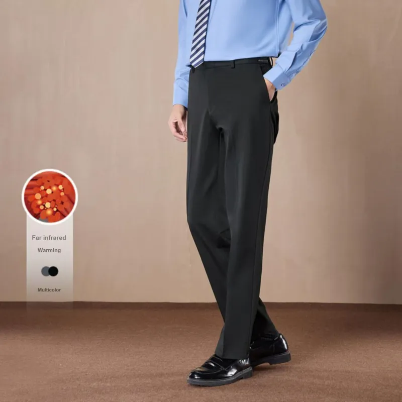HLA Solid Color Straight Fit Gentleman Letter Embroidery Suit Trouser Men's-7