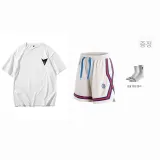 BKC 컬러 블록 패치워크 반바지 + 화이트 톤 반팔 (랜덤 스타일) + 무료 랜덤 스포츠 양말