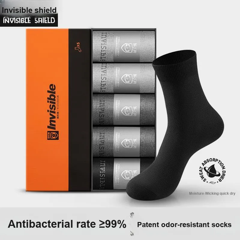 INVISIBLE Mid Calf Socks Men's 5 Pack Mixed Color-2