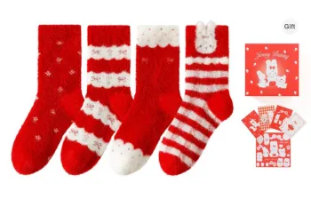 Caramella x Kiki, Mid Calf Socks Women's Box 4 Pack Red