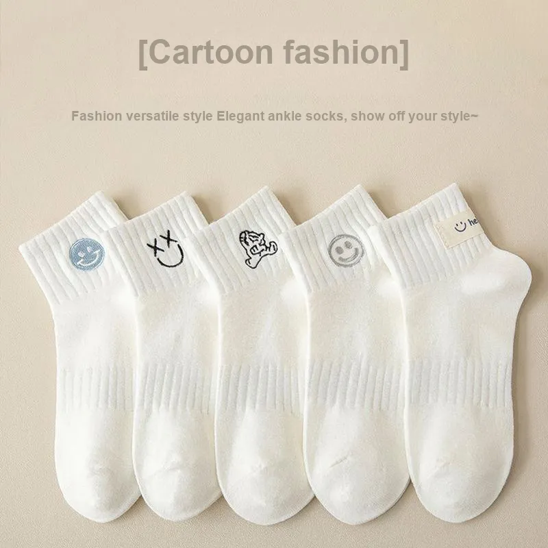MIIOW Ankle Socks Women's 5 Pack White-3