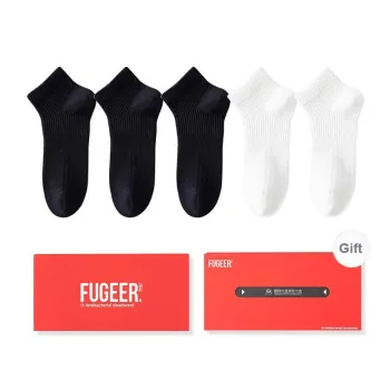 FUGEER No-Show Socks Men's Box 5-Pack