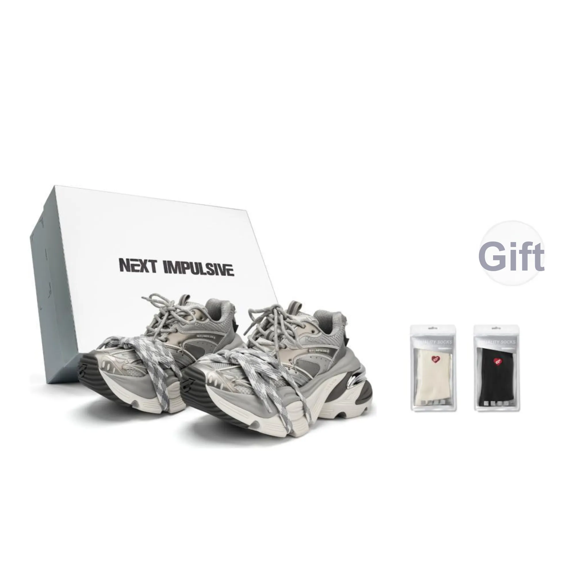 NEXT IMPULSIVE Power Collection Chunky Sneakers Unisex Cyber Silver