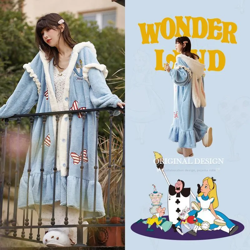 Gongdie x Disney Bath Robes Women's Blue-1