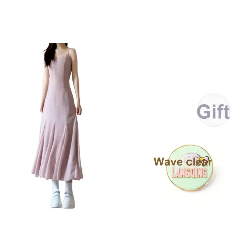 LANGQING [Розовый] Бесплатно с Wangqing Бренд Наклеенный Женские Слиплатья