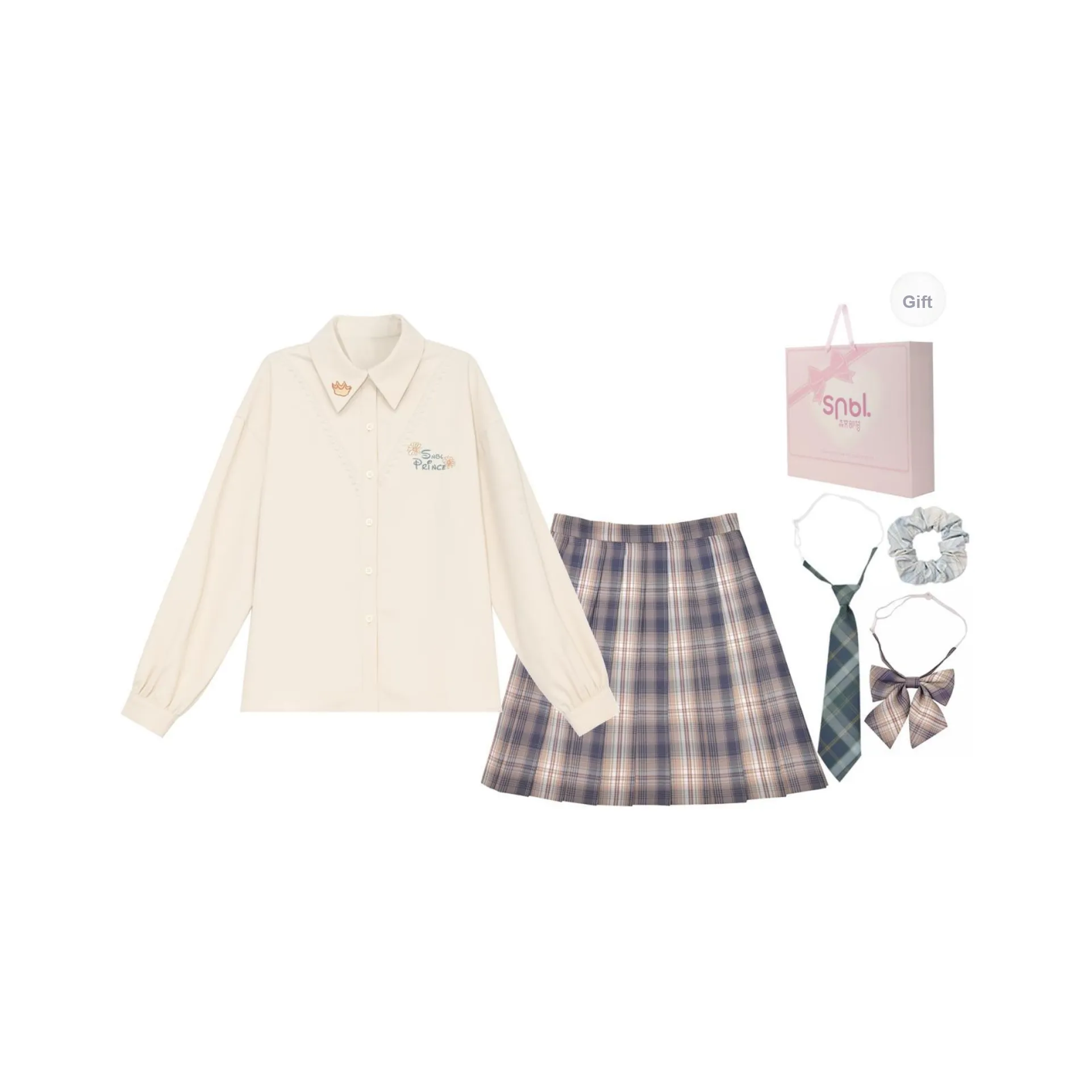 Snbl Клетчатая юбка + рубашка женская униформа