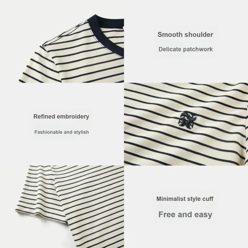 HLA T Shirts Women's Ecru Stripes Y5-2