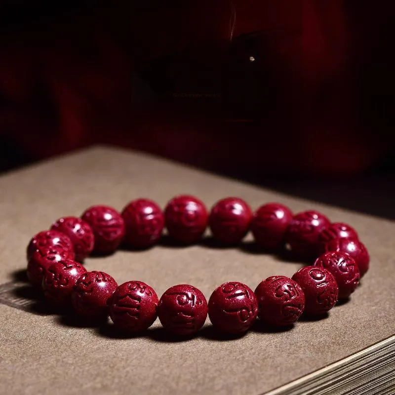 WUMZK Reconstructed Cinnabar Bracelets Unisex-2