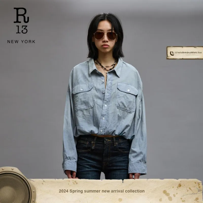 R13 SS24 Shirt Women's Vintage Blue-7