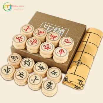 Miao Ji Go Five In A Row Chinese Chess 3 in 1 Extra Large Bamboo Chessboard Double Sided Red Board Games