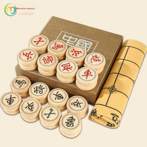 Miao Ji Go Five In A Row Chinese Chess 3 in 1 Extra Large Bamboo Chessboard Double Sided Red Board Games