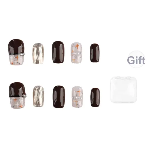 Song Biography Утонченный Модный Коричневый Лак для ногтей Набор False Nail Короткий LADDER 20mm