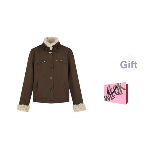 WLEQK Темно-коричневые женские куртки