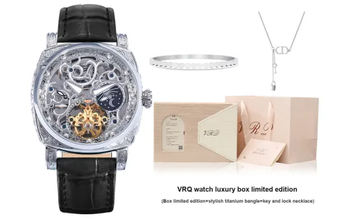VRQ Faith Series Automatic Mechanical Movement Genuine Leather Strap Watch Women's Watch Cut Out Dial